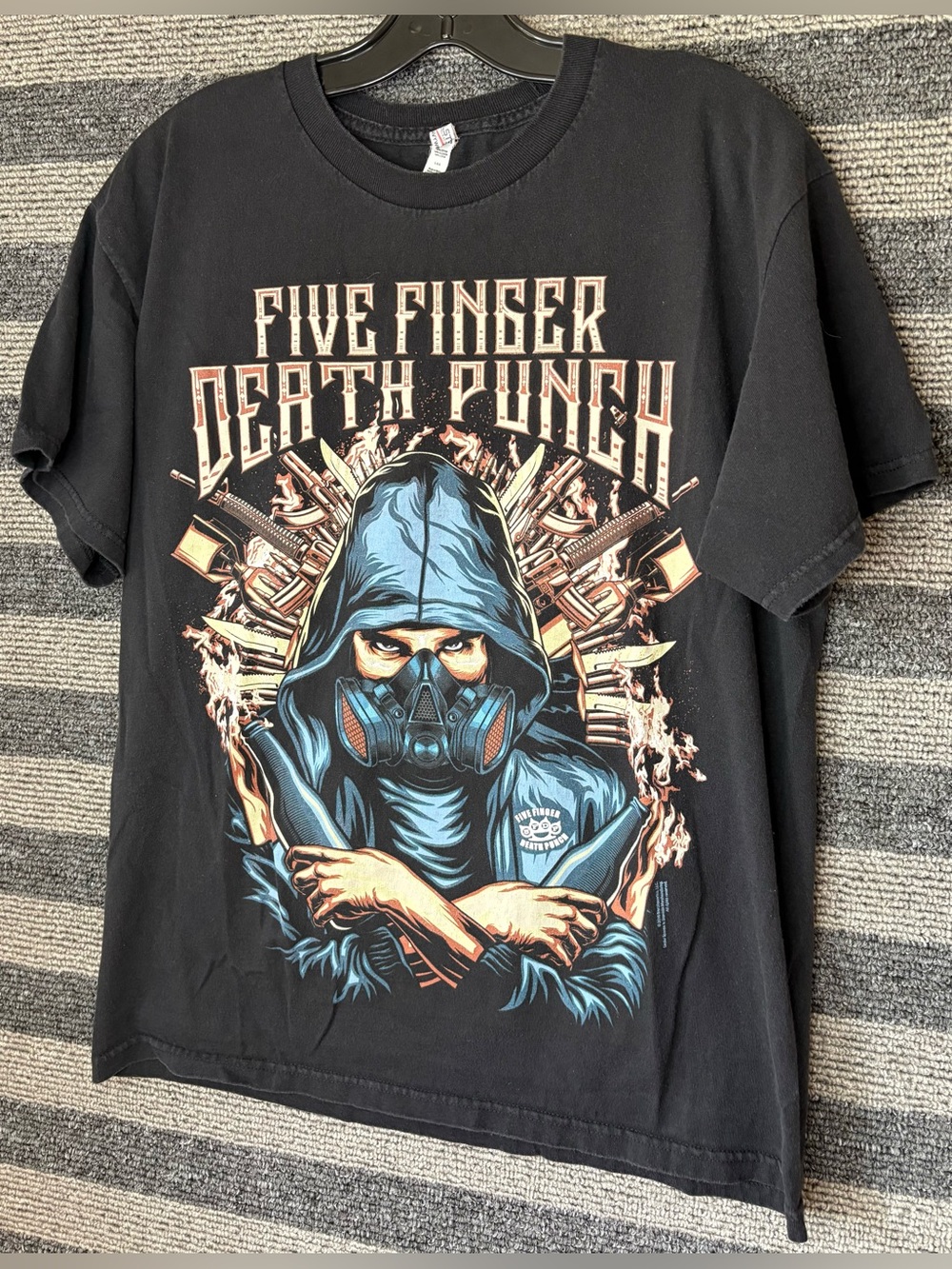 2016 Five Finger Death Punch Boots and Blood Black Band T-Shirt Men’s Large